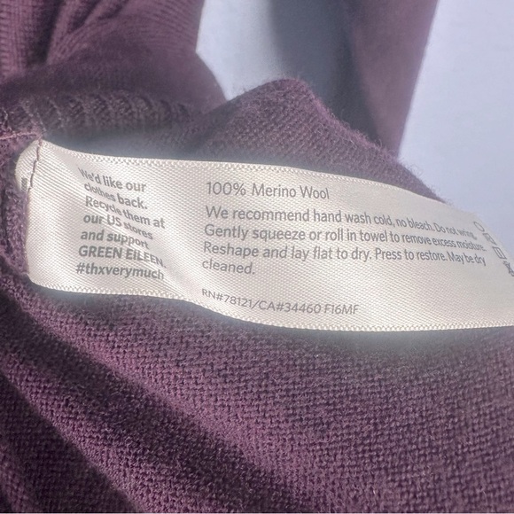 Eileen Fisher Italian Merino Wool Asymmetrical Turtleneck Sweater Size Medium - Picture 4 of 5